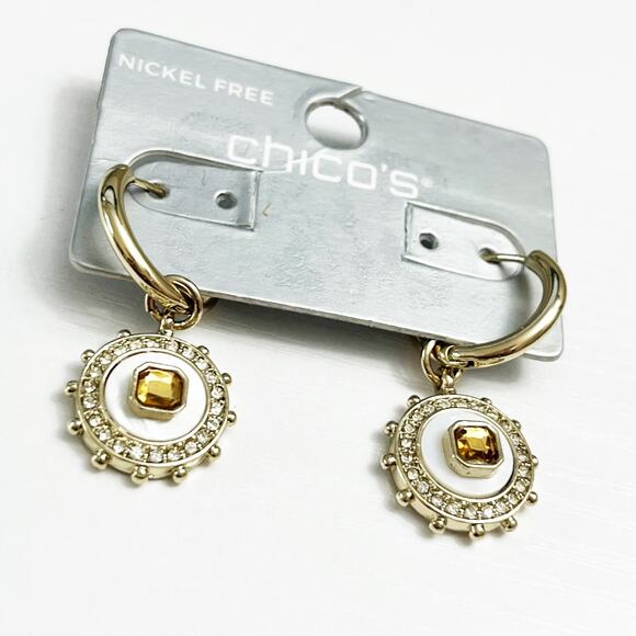 NEW Chico's Hoop & Crystal Charm Earrings - Picture 4 of 6